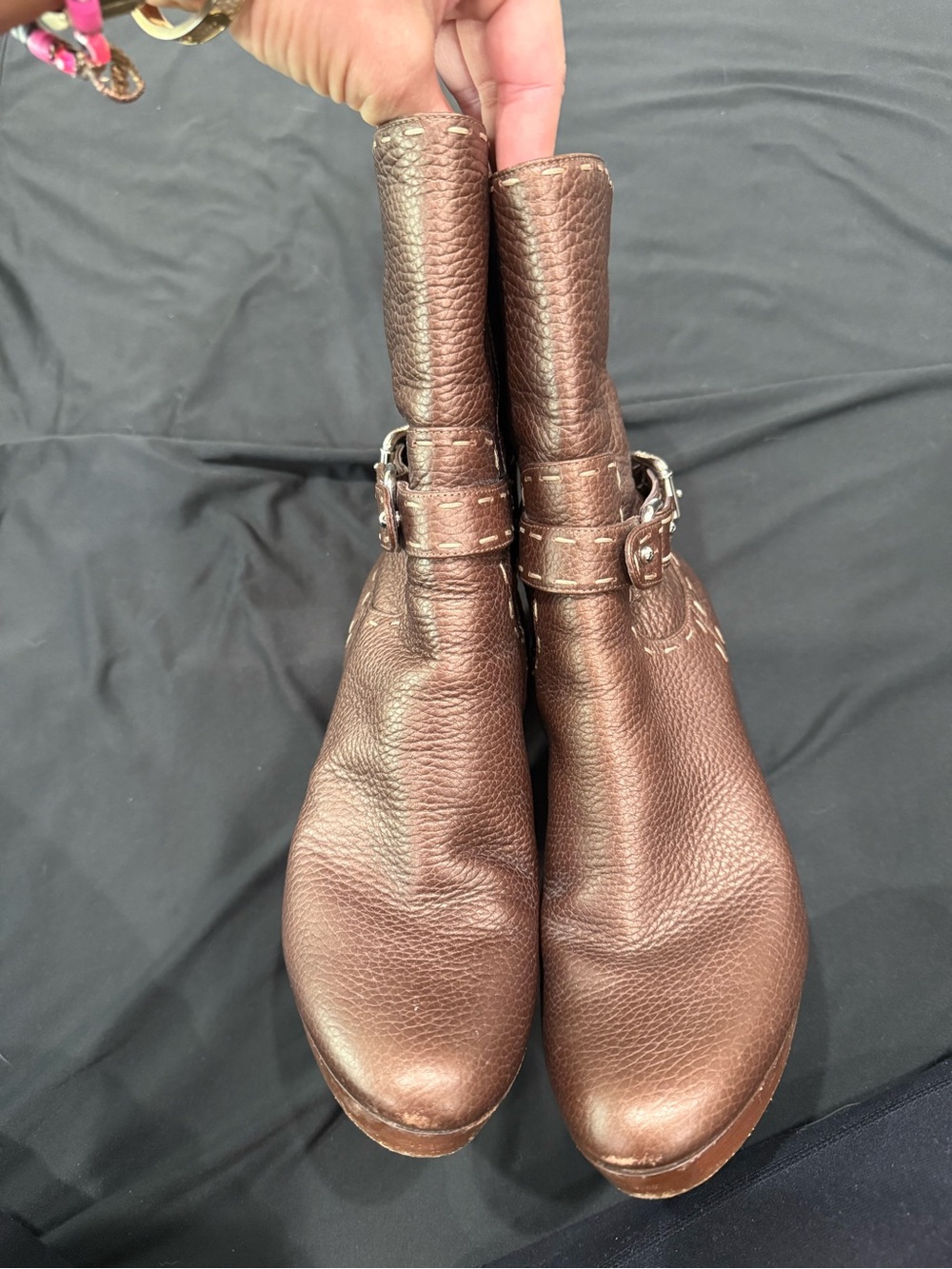Fendi Brown Pebbled Leather Platform Ankle Boots | EU 36.5 | Made in Italy - Picture 5 of 7